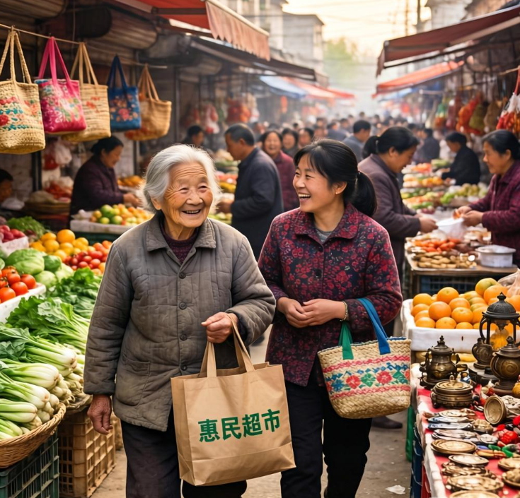 陪奶奶逛老集市