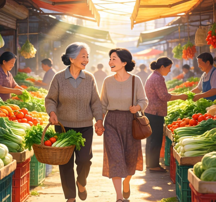 陪母亲逛菜市场的治愈瞬间