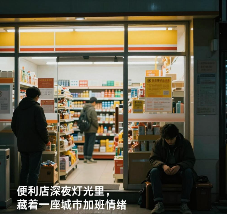 便利店深夜灯光里,藏着一座城市的加班情绪